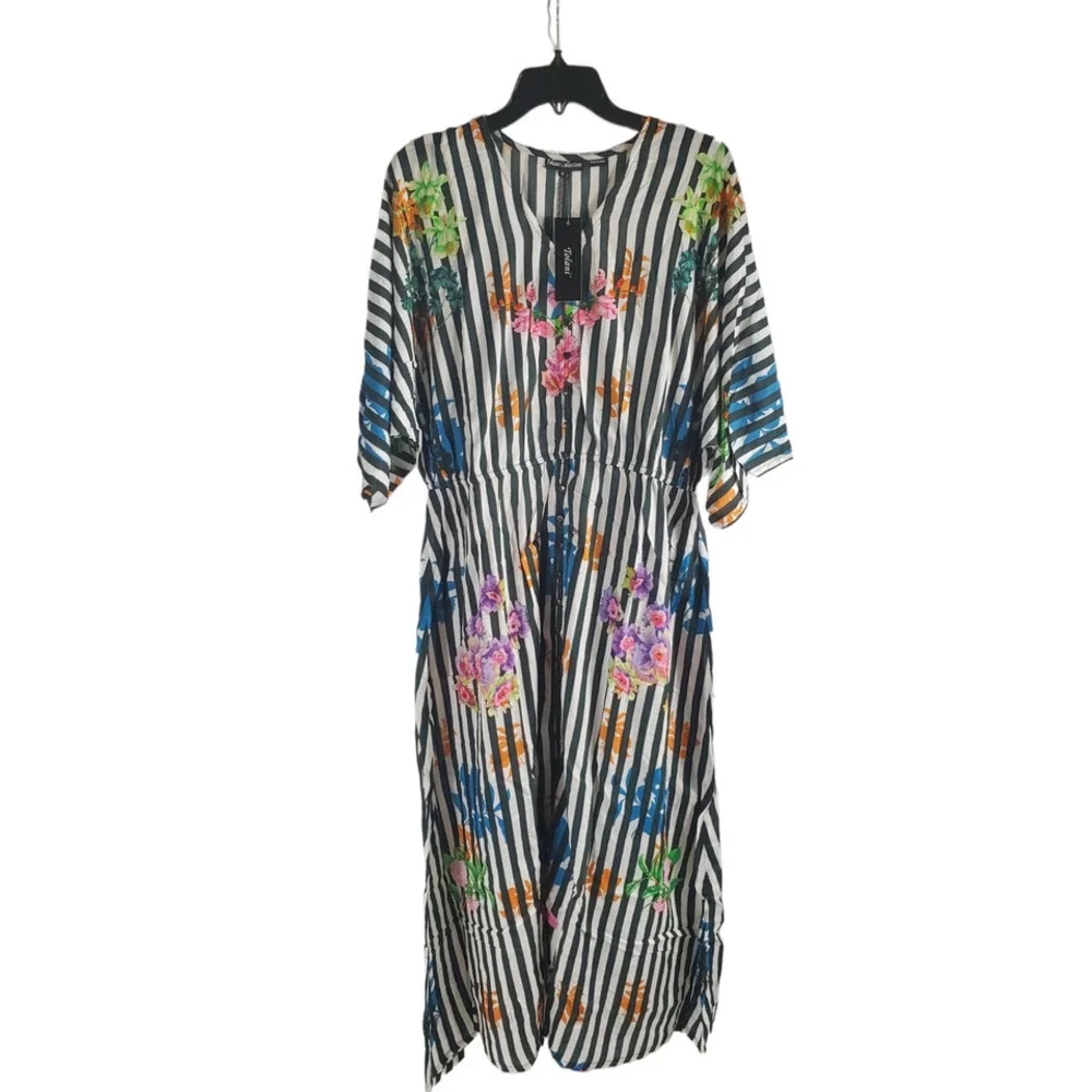 Tolani Collection Women's‎ Printed Lined Woven Maxi Dress Striped Floral XS Pet